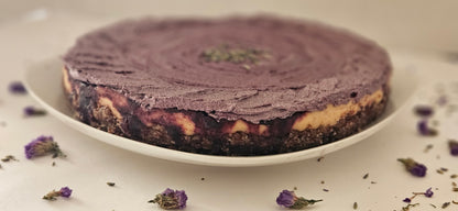 Raw Lemon Lavender Cheesecake slice